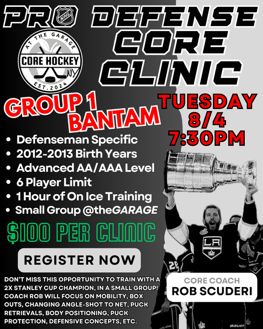 PRO DEFENSE CORE Clinic - Tues. 8/4 7:30PM (Bantam 2012-2013's) - Rob Scuderi